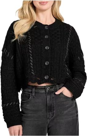 Guess Cable Mix Kaori Cardigan - Dames - Vesten - Zwart - S - Truien & Vesten