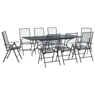 vidaXL Conjunto De Comedor De Jard&iacute;n 9 Pcs Gris Antracita Vidaxl
