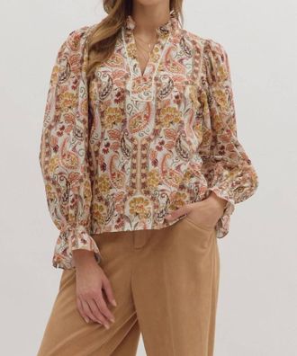 Entro Sarah Paisley Blouse In Ecru