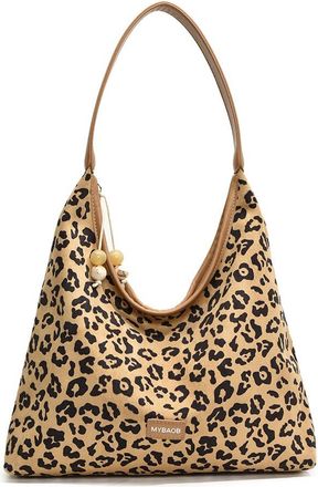Generic Shoulder Bag for Women Leopard Print Underarm Bag PU Leather Large Capacity Handbag with Zipper for Commute Travel