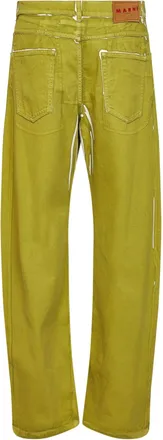 Marni Mens Jeans Wide-Leg Green Denim Cotton