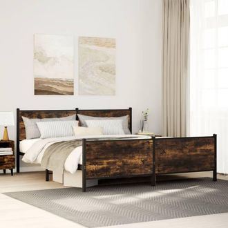 Berkfield Home Metal Bed Frame without Mattress Smoked Oak 180x200 cm Super King in Brown