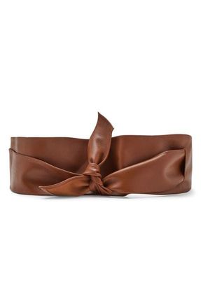 Mango Starring Hailey Bieber Leather Cummerbund Belt in Brown at Nordstrom, Size Medium