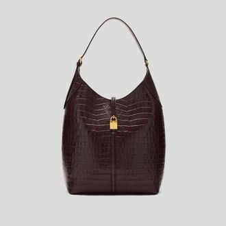 DeMellier Taylor Hill x The Large Siena Bucket in Burgundy Croc-Effect Leather Shoulder bag