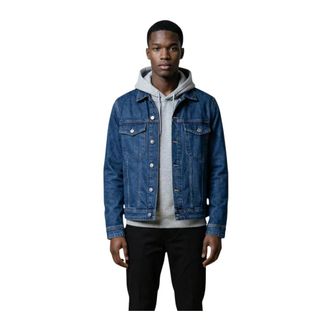 Replay Button-Up Lange Mouwen Jas met Voorzakken - Heren - Spijkerjassen - Blauw - S - Katoen - Jassen