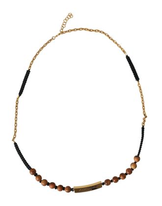 Dolce & Gabbana Mens Wood Gold Chain Necklace Smy10178 - Beige Brass - One Size