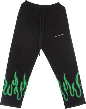 Vision Of Super Flames Spray Lichtgewicht Trainingsbroek - Heren - Sweatpants - Zwart - L - Katoen - Broeken