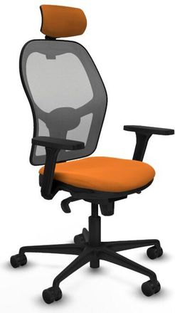 Piqueras y Crespo Jorquera Sincro Malla Gris Similpiel Naranja Brazos 3d Base Nailon Cabecero 2d Ruedas 65mm Nailon