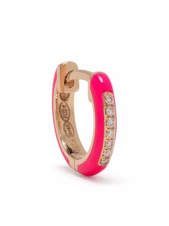 Djula Orecchino a cerchio in oro rosa 14kt con smalto e diamanti