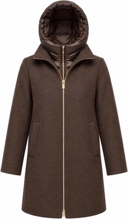 Marella Panno Zacht Gevoerde Jas met Afneembare Capuchon - Dames - Mantel - Bruin - XL - Jassen