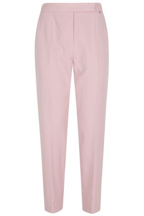 Nissa Pink Cigarette Side Welt Pockets Polyester Straight-Leg Trousers