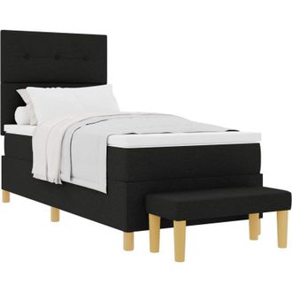 vidaXL Box Spring Bed with Mattress Black 90 x 190 cm Fabric vidaXL