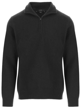 Vince Black Half-Zip Ribbed Cashmere Sweater