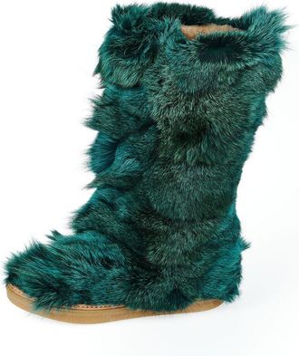 Mr & Mrs Italy Teal Fur Womens Womens Shoe