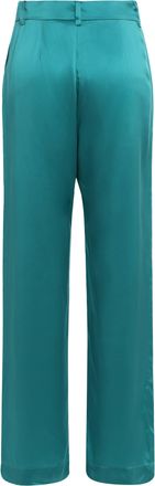 Sablyn Womens Loose Silk Pants Turquoise Wide-Leg Trousers