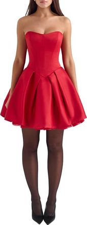 House of CB Salome Corset Strapless Minidress in Haute Red at Nordstrom, Size X-Large Long