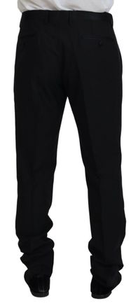 Dolce & Gabbana Mens Wool-Silk Blend Trousers Black