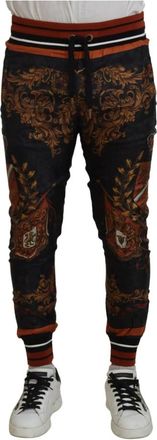 Dolce & Gabbana Zijden Barok Kroon Sportbroek - Heren - Sweatpants - Grijs - XS - Broeken