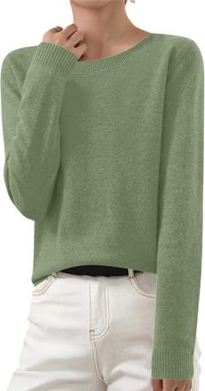 Generic Womens Jumpers Solid Ribbed Long Sleeve Autumn Womens Sweater Casual Loose Ladies Tops Pullover Warm Trendy Womens Cardigan Knitted Cotton Soft Ladies