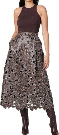 Toccin Stacy Lace Vegan Leather Skirt In Brown Mutli