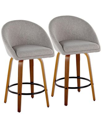 LumiSource LumiSource Set of 2 Matisse Highback 26in Contemporary Fixed-Height Counter Swivel Stools with Footrest