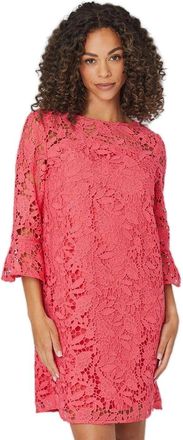 Wallis Lace Ruffle Sleeve Shift Dress, 18, Pink