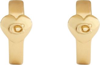 Coach Heart Logo Hoop Earrings - Gold - One Size