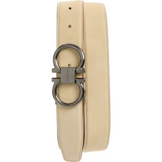 Ferragamo Double Gancio Belt in Ecru Naturale at Nordstrom, Size 105