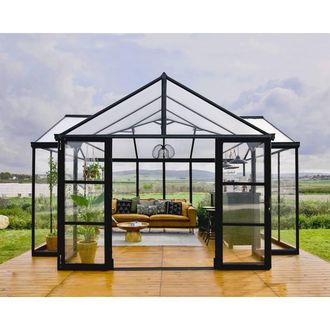Palram 13 x 15 Feet Triomphe Garden Chalet Greenhouse - L380 x W454 x H285 cm in Black