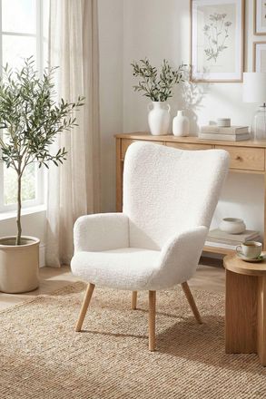 Living and Home Modern Sherpa Fleece Leisure Chair in White