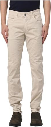 Fay Heren, Broeken, Beige, Maat: W35 Katoen