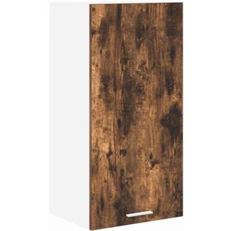 vidaXL Hanging Cabinet with Door Smoked Oak and White 40 x 31 x 80 cm vidaXL