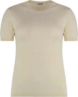Malo Kasjmier Ribgebreide Korte Mouw Trui - Dames - Cashmere truien - Beige - L - Kasjmier - Truien & Vesten