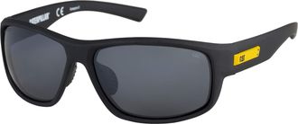CAT Caterpillar Mens Fused Polarized Sunglasses Rectangular, Rubberized Matte Black, 62 mm