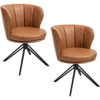 Woltu Set di 2 Sedie da Pranzo in pu Sedie da Cucina Moderne per Soggiorno, Marrone - Woltu