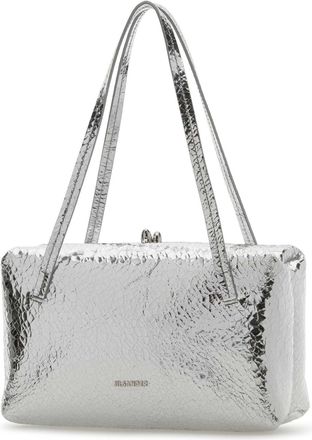 Jil Sander Womens Goji Pillow Shoulder Bag Silver Leather Ovina