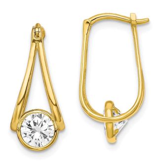 Diamond2Deal 10K Gold Polished Round Cubic Zirconia Hoop Earrings