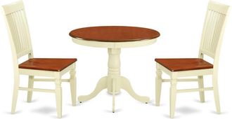 East West Furniture Dining Room Set Buttermilk & Cherry, ANWE3-BMK-W