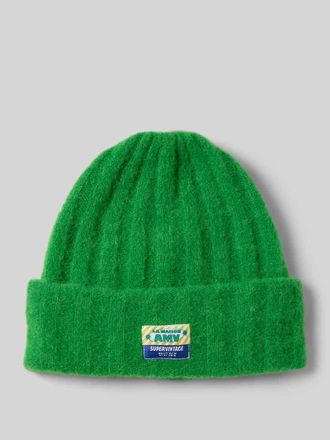 American Vintage American Vintage Strickm&uuml;tze mit Label-Patch Modell VITOW in Neon Gruen, Gr&ouml;&szlig;e 1