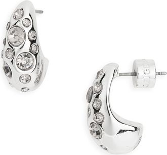 Kurt Geiger Bombay Pavé CZ Dome Hoop Earrings in Rhodium/Crystal at Nordstrom Rack