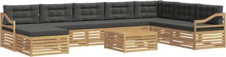 vidaXL Conjunto De Sof&aacute;s De Exterior 9 Uds. Blanco Y Antracita Vidaxl