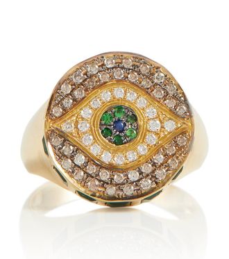 Ileana Makri Anello Dawn Candy in oro 18kt con diamanti e pietre preziose