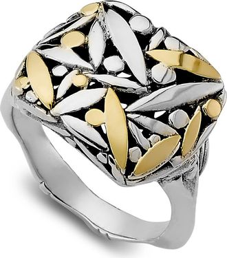 Samuel B. Leaf Design Wide Band Ring in Silver And Gold at Nordstrom Rack, Size 6