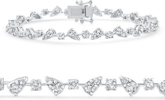 Pompeii3 3.43Ct 14k White Gold Natural Real Diamond Pear Frame Tennis Bracelet 7 Womens