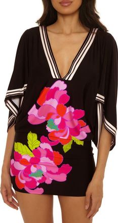 Trina Turk Bougainvillea Cover-Up Dress in Black Multi at Nordstrom, Size X-Large
