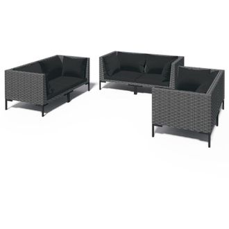 vidaXL 6 Pcs Conj. Garden Lounge Con Cojines De Mimbre Gris Oscuro