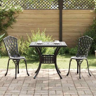 vidaXL Garden Table Set 3 pcs Black Cast Aluminium vidaXL