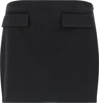 Ferragamo Wollen Minirok met Kasjmier - Dames - Korte rokken - Zwart - M - Wol - Rokken