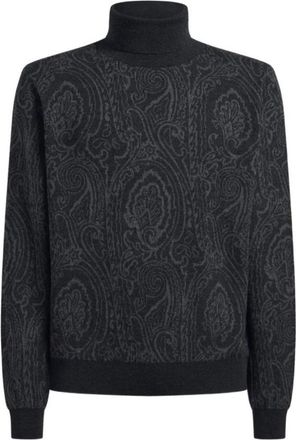 Etro Paisley Jacquard Turtleneck Trui - Heren - Coltruien - Zwart - L - Truien & Vesten