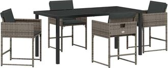 vidaXL Garden Dining Set 5 pcs Grey Poly Rattan Vidaxl